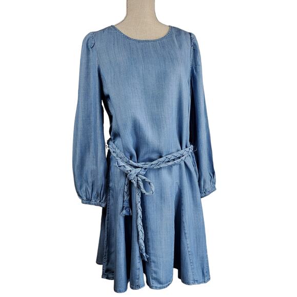 Vineyard Vines Size Medium Chambray Godet Swing Skater Dress #763 - Picture 2 of 12